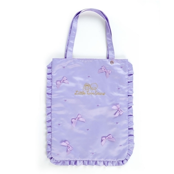 Sanrio Little Twin Stars Enjoy Idol Tote Bag Purple Satin - Picture 1 of 15